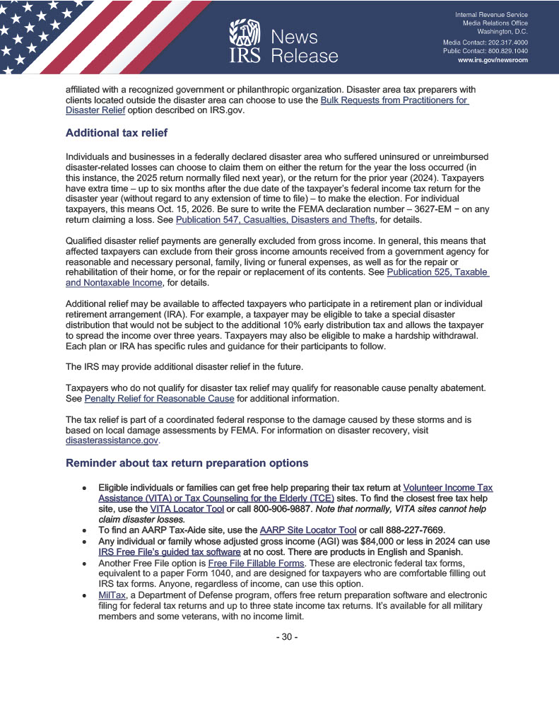 Additional Tax Relief